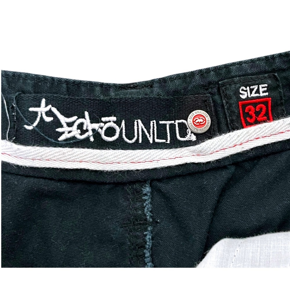 Ecko Unltd Mens Black Cargo Shorts 32 Y2K Streetwear Skater Baggy Hip Hop - Picture 5 of 14